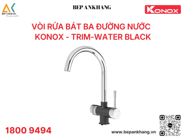 Vòi rửa bát  Konox ba đường nước Trim-Water Black
